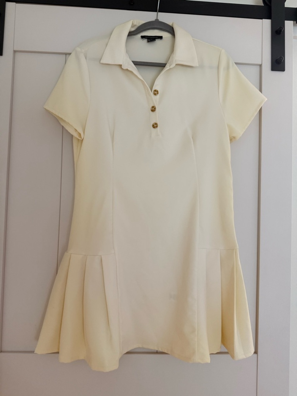 French Connection Cream Short-Sleeve Polo Mini Dress